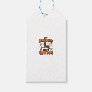 Étiquettes-cadeau Chemise de Dachshund Halloween Sorcière Balai Roul