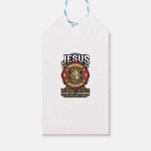 Étiquettes-cadeau Chemise de foi chrétienne vintage Jésus pompier