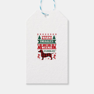 Étiquettes-cadeau Chemise de pyjama de Noël Weenie Dog Cute Weiner U