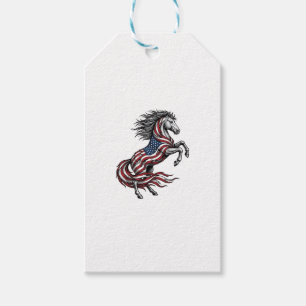Étiquettes-cadeau Chemise vectorielle de cheval cabré patriotique vi