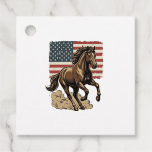 Étiquettes Cadeau Chemise vintage cheval au galop drapeau américain