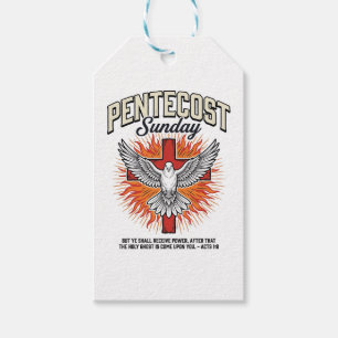 Étiquettes-cadeau Chemise vintage croix colombe dimanche de Pentecôt
