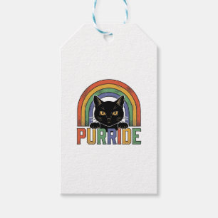 Étiquettes-cadeau Chemise vintage Purride Chat Noir Arc-en-Ciel Desi