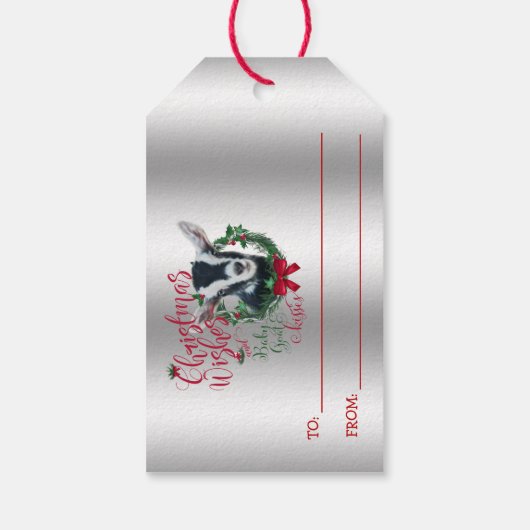 Étiquettes-cadeau CHÈQUE | voeux de Noël Bébé Chèvre Baisers Alpin (Dos)