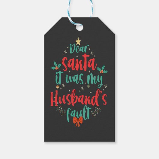 Étiquettes-cadeau Cher Père Noël C'Était Ma Faute De Mari Drôle Noël (Devant)