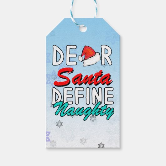 Étiquettes-cadeau Cher Père Noël, Définir Naughty—Joli Noël (Devant)