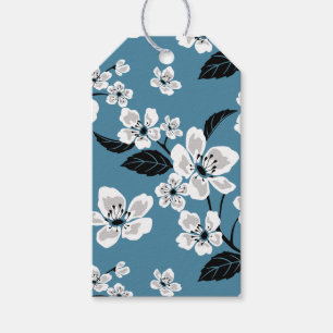 ÉTIQUETTES-CADEAU CHERRY BLOSSOM - SAKURA (BLEU FUMEUR)