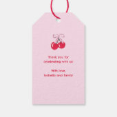 Étiquettes-cadeau Cherry Premier Anniversaire Coquette Bow Favoriser (Dos)