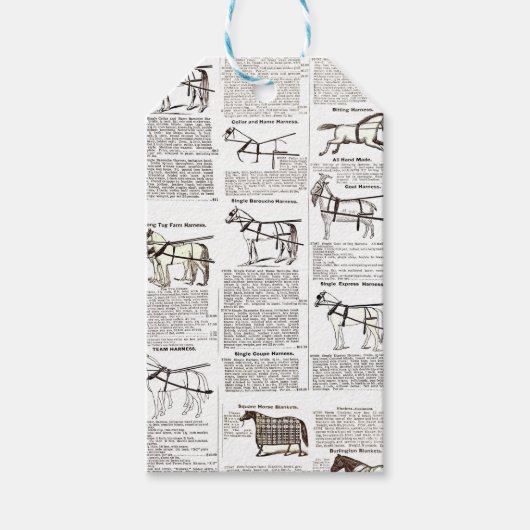 Étiquettes-cadeau Cheval Antique Publicité Journal Art (Devant)