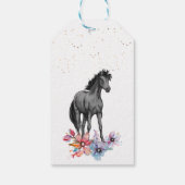 Étiquettes-cadeau Cheval d'aquarelle d'anniversaire (Dos)