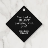 Étiquettes Cadeau Cheval de course d'argent sur les bandes noires (Dos)