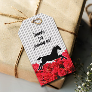 Étiquettes-cadeau Cheval de course Derby Party Red Roses 