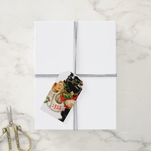 Étiquettes-cadeau cheval de Noël rétro vintage (Avec de la ficelle)