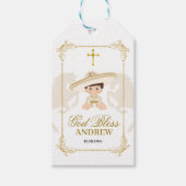Étiquettes-cadeau Cheval d'or blanc Mexicain garçon Charro Baptême (Devant)