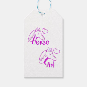 Étiquettes-cadeau Cheval fille en violet avec tête de cheval Police