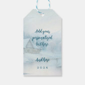 Étiquettes-cadeau Cheval hiver scène neige forêt Noël (Dos)