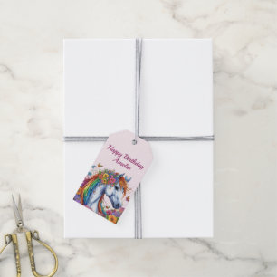 Étiquettes-cadeau Cheval Whimsical Rainbow Floral Equestriday