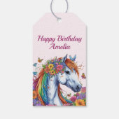 Étiquettes-cadeau Cheval Whimsical Rainbow Floral Equestriday (Dos)