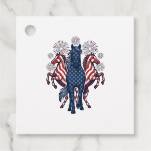 Étiquettes Cadeau Chevaux patriotiques Conception vectorielle de feu