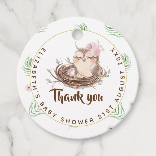 Étiquettes Cadeau Chevêche des bébés Couples Douche Oeufs rustiques  (Devant)