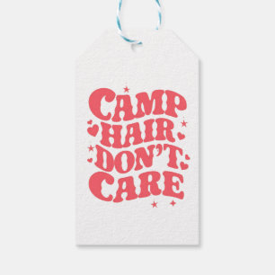 Étiquettes-cadeau Cheveux de camping, on s'en fiche Filles de campin