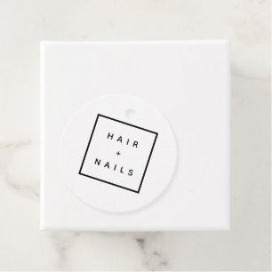 Étiquettes Cadeau CHEVEUX + NAILS styliste élégant logo rond étiquet