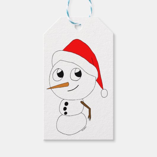 Étiquettes-cadeau chibi snowman (Devant)