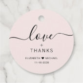 Étiquettes Cadeau Chic Amour Et Merci Mariage Rose (Dos)