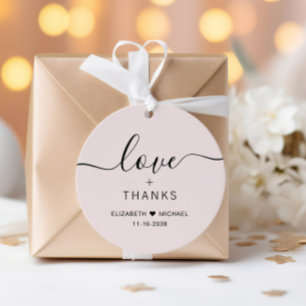 Étiquettes Cadeau Chic Amour Et Merci Mariage Rose