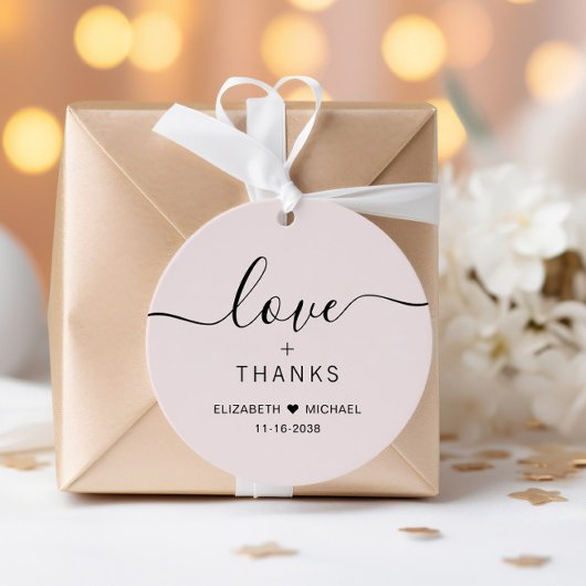 Étiquettes Cadeau Chic Amour Et Merci Mariage Rose