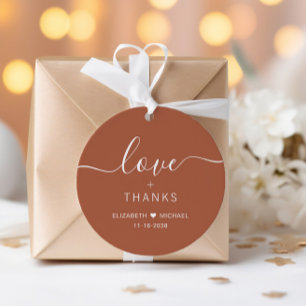 Étiquettes Cadeau Chic Amour Et Merci Terracotta Mariage