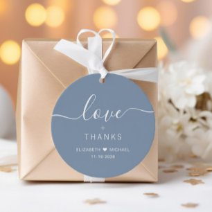 Étiquettes Cadeau Chic Amour Et Remerciements Mariage Dusty Blue