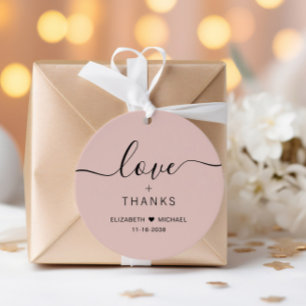 Étiquettes Cadeau Chic Amour Et Remerciements Mariage Rose Pâle