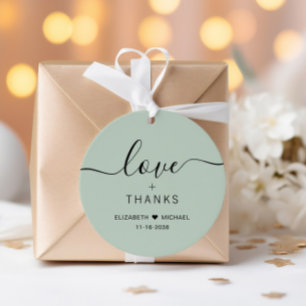 Étiquettes Cadeau Chic Amour Et Remerciements Mariage Vert Sauge