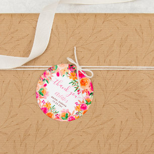 Étiquettes Cadeau Chic audacieux floral aquarelle enterrement de vie