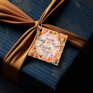 Étiquettes Cadeau Chic automne Fête des mariées florale Merci