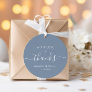 Étiquettes Cadeau Chic Avec Amour Poussiéreux Bleu Mariage Remerciem