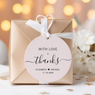 Étiquettes Cadeau Chic Avec Amour Rose Mariage Remerciements
