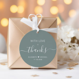 Étiquettes Cadeau Chic Avec Amour Vert Sauge Mariage Remerciements