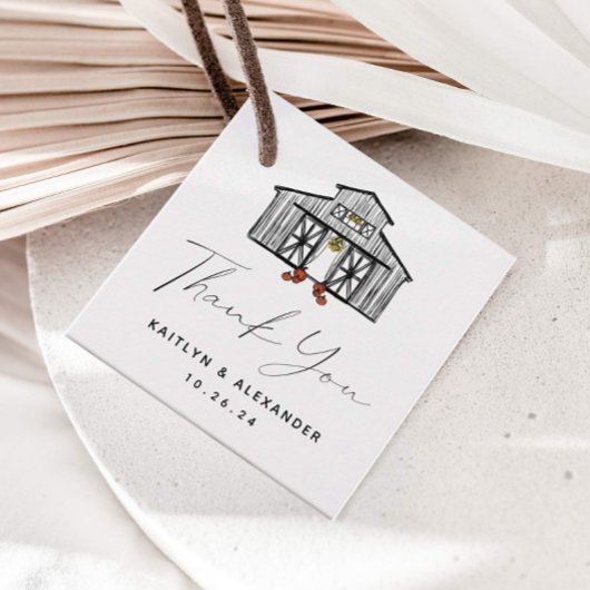 Étiquettes Cadeau Chic Barn Merci Mariage
