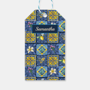 Étiquettes-cadeau Chic Bleu turquoise Sicilien agrumes méditerranéen