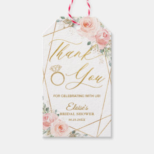 Étiquettes-cadeau Chic Blush Floral Gold Fête des mariées géométriqu
