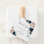Étiquettes Cadeau Chic Blush Navy Floral Greenery Mariage Merci (En situation)