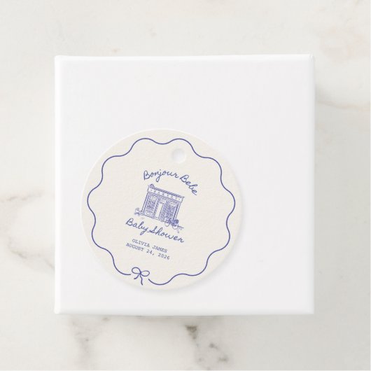 Étiquettes Cadeau Chic Bonjour bébé shower bébé (En situation)