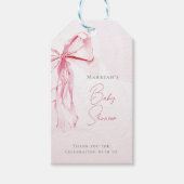 Étiquettes-cadeau Chic Bow Aquarelle rose Baby shower fille (Devant)