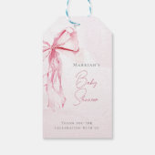 Étiquettes-cadeau Chic Bow Aquarelle rose Baby shower fille (Dos)