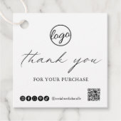 Étiquettes Cadeau Chic Calligraphie Élégant Logo Merci Business (Devant)