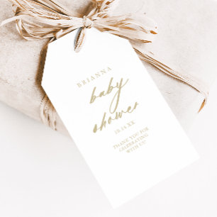 Étiquettes-cadeau Chic Calligraphie Gold Baby Shower  