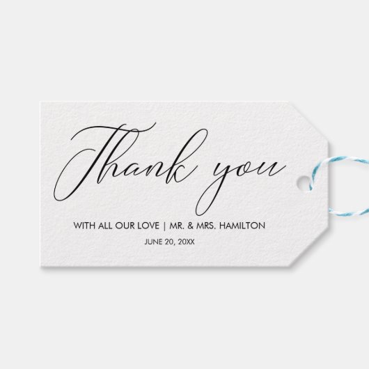 Étiquettes-cadeau Chic Calligraphie Mariage Faveurs Merci (Devant (Horizontal))