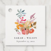 Étiquettes Cadeau Chic Citrouille de récolte d'automne Mariage d'aqu (Devant)